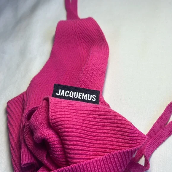 Jacquemus Pink Valensole Ribbed Knit Bralette Top Pink - Picture 6 of 9
